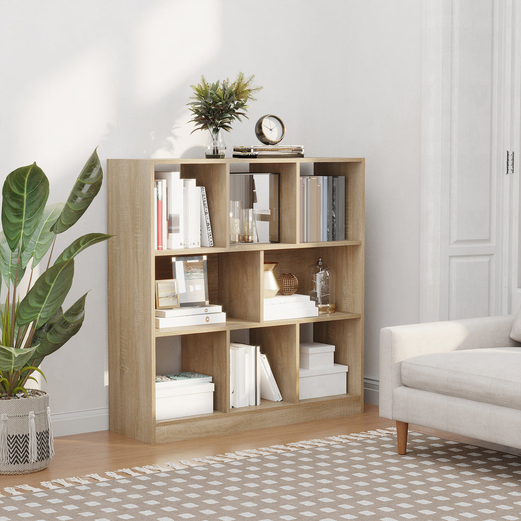 Bücherregal Regal Standregal, 8 Regalfächer, 97,5 x 30 x 100 cm, Eichen-Optik