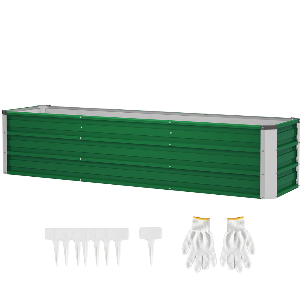 Stahl-Hochbeet, 3 separate Pflanzbereiche, offener Boden, einfacher Aufbau, 183 x 47 x 40cm, Gr¨¹n