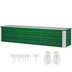 Stahl-Hochbeet, 3 separate Pflanzbereiche, offener Boden, einfacher Aufbau, 183 x 47 x 40cm, Gr¨¹n