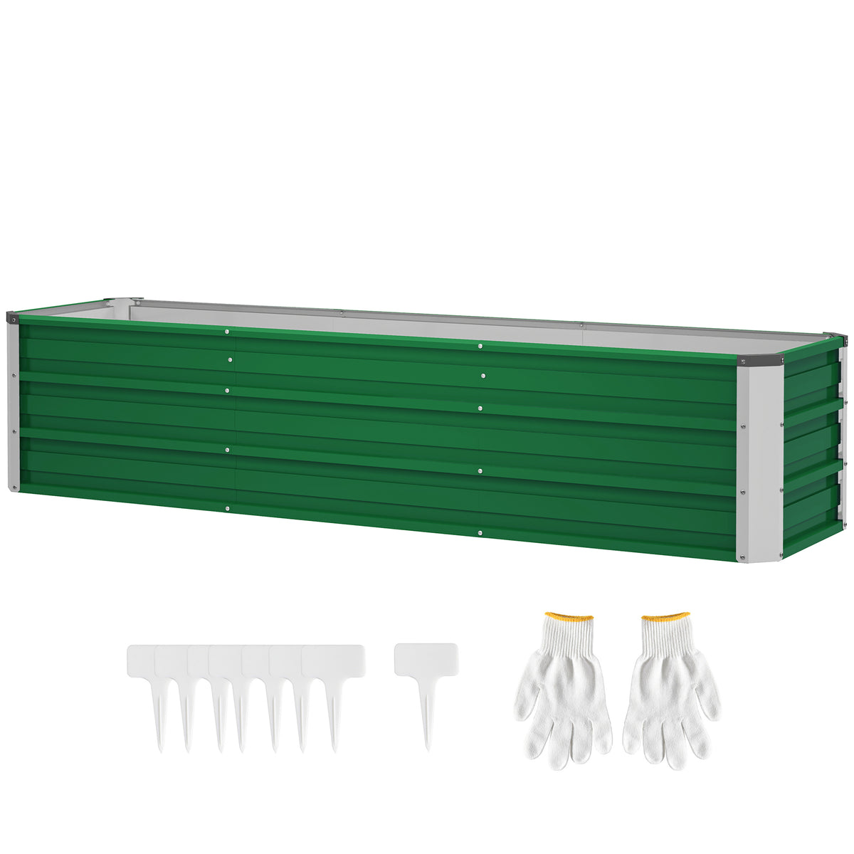 Stahl-Hochbeet, 3 separate Pflanzbereiche, offener Boden, einfacher Aufbau, 183 x 47 x 40cm, Gr¨¹n