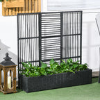 Blumenkasten mit Spalier, wetterfest, Polyrattan, 103 x 29 x 103 cm, Schwarz