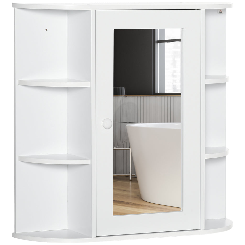 Spiegelschrank Badschrank Badezimmerschrank, 8 F?cher, Spiegelt¨¹ren, wasserbest?ndig, 66 cm x 17 cm x 63 cm, Wei?