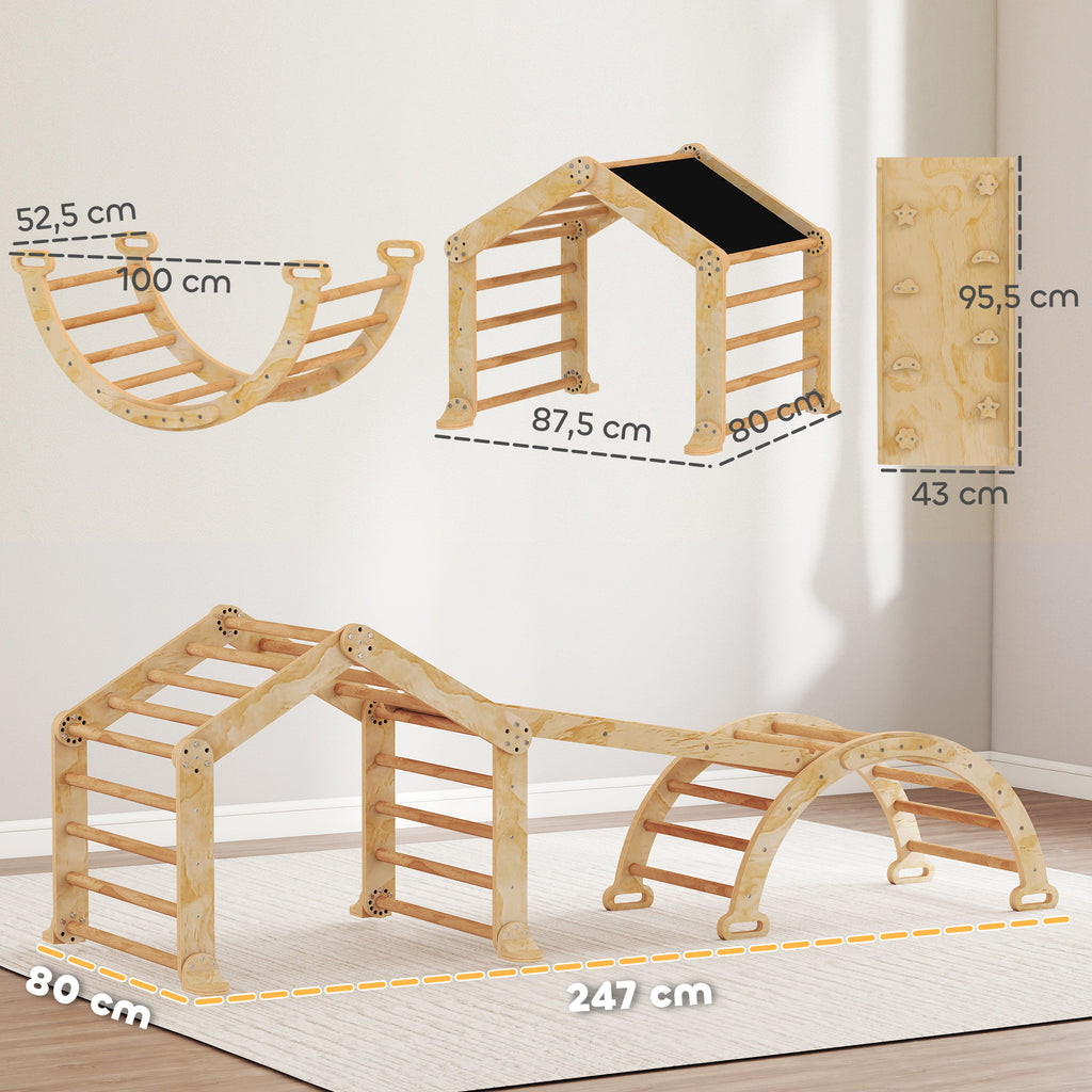9-in-1 Indoor-Kletterger¨¹st, Rampe, Rutsche, Leiter, Schreibtafel, f¨¹r Kleinkinder, Holz