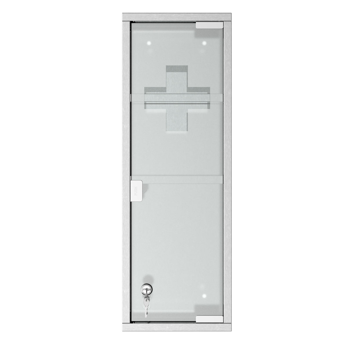 Medizinschrank aus Edelstahl und gehärtete Glastür Arzneischrank zur Medikamenten-Aufbewahrung, Abschließbar Medikamentenschrank mit 3 Fächern, Erste Hilfe Schrank, 20 x 12 x 58 cm, Silber