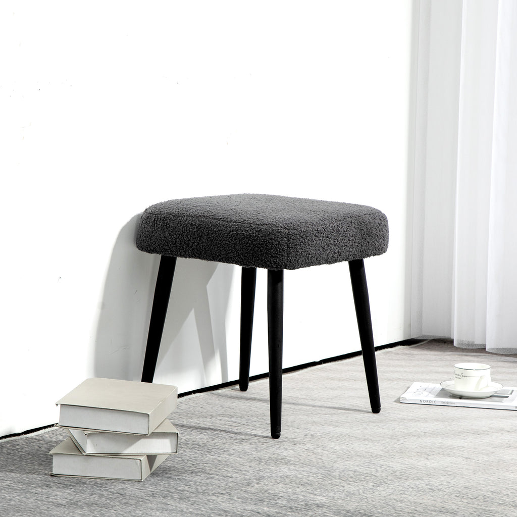 Hocker, Fu?st¨¹tze, gepolsterter Sitz, Kaschmir-Optik, Stahlbeine, 42 x 42 x 44 cm, Dunkelgrau