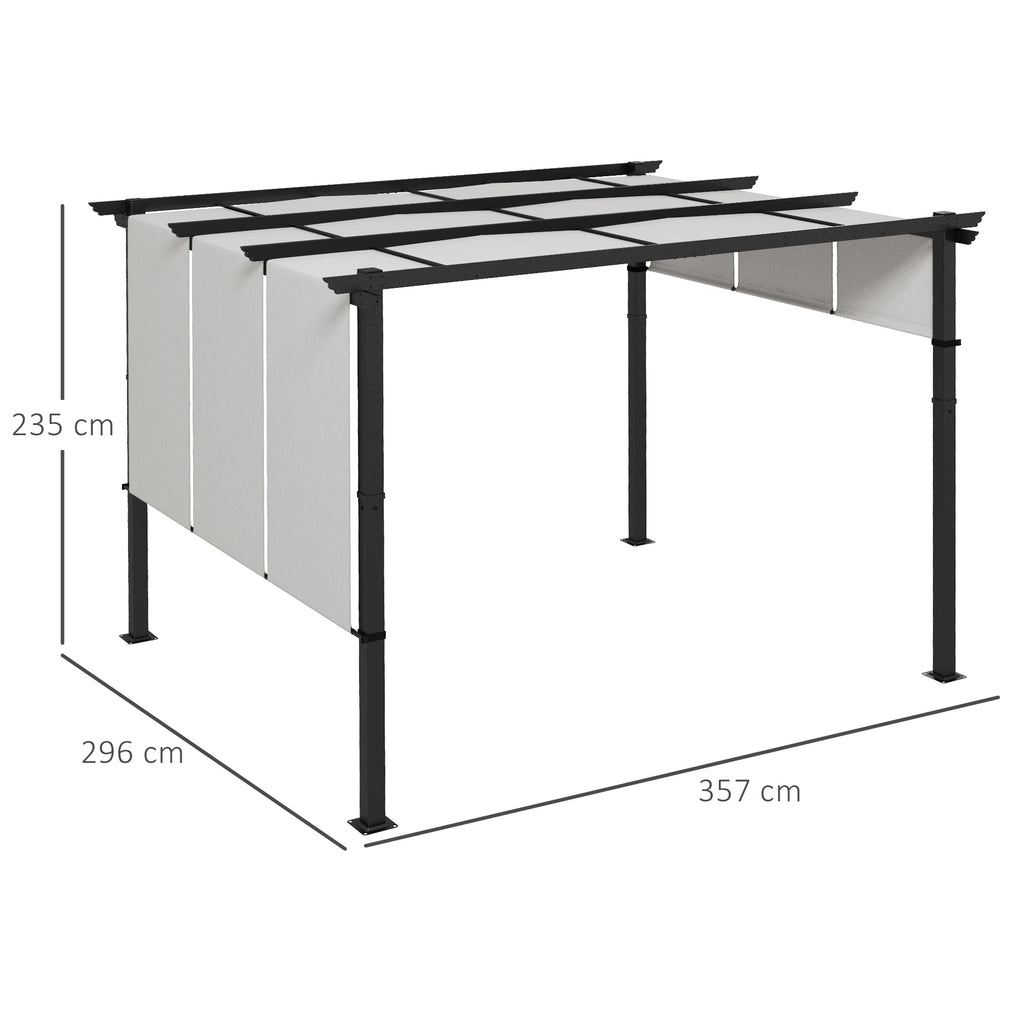 Markise Sonnenschutz. Pergola, wetterbeständig, inkl. Befestigungsmaterial, 3 x 3,5 m, Dunkelgrau