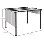 Markise Sonnenschutz. Pergola, wetterbeständig, inkl. Befestigungsmaterial, 3 x 3,5 m, Dunkelgrau