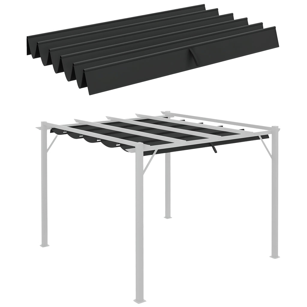 Retractable Pergola Cover, 2.55 x 2.5 m Replacement Canopy Fabric for 3 x 3 m Frame, Roof Top Only, Dark Grey