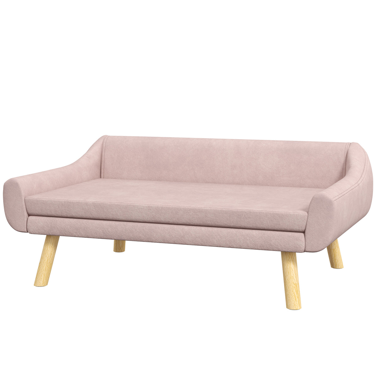 Haustiersofa Hundesofa, Skandidesign, abnehmbares Polster, Samtoptik, 102 cm x 58,5 cm x 42,5 cm, Rosa + Natur
