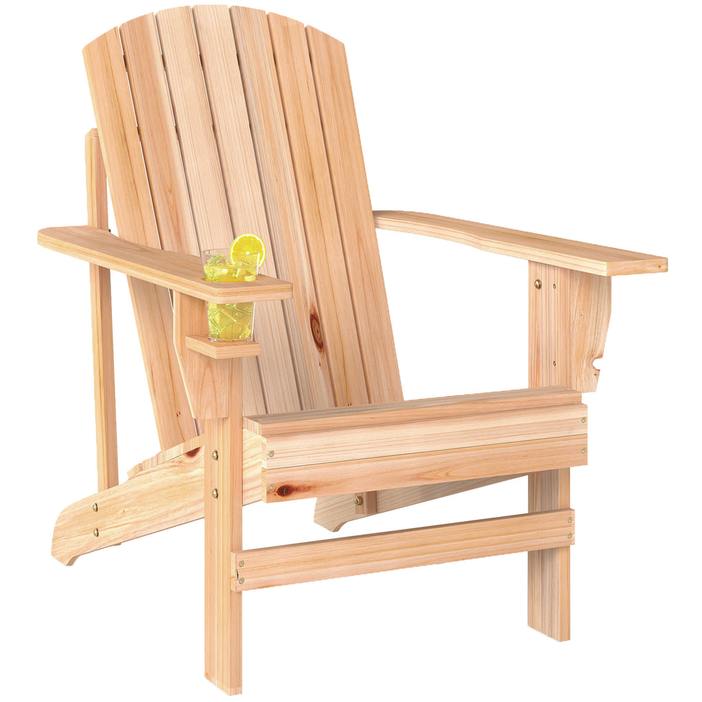 Adirondack-Gartenstuhl mit Becherhalter Gartenliege Balkonstuhl Massivholz Natur 72 x 95 x 93 cm