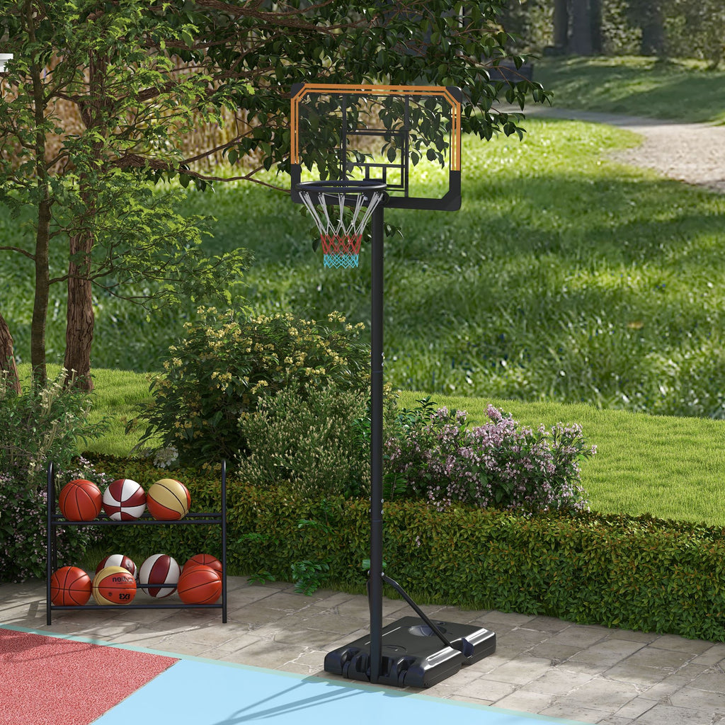 Height Adjustable Basketball Stand Net Set System, Freestanding Basketball Hoop and Stand with Wheels, 182-213cm - Black