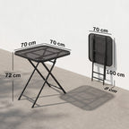 Gartentisch klappbar 70 x70 cm, Wetterfest Balkontisch Klapptisch mit Ausschnitt-Design quadrarisch Schwarz
