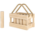 Molkky Game, Wooden Skittles Throwing Game with 12 Skittles, 1 Throwing Pin and Carrying Box, Outdoor Games for Adults, Garden, Picnic, Beach, Party