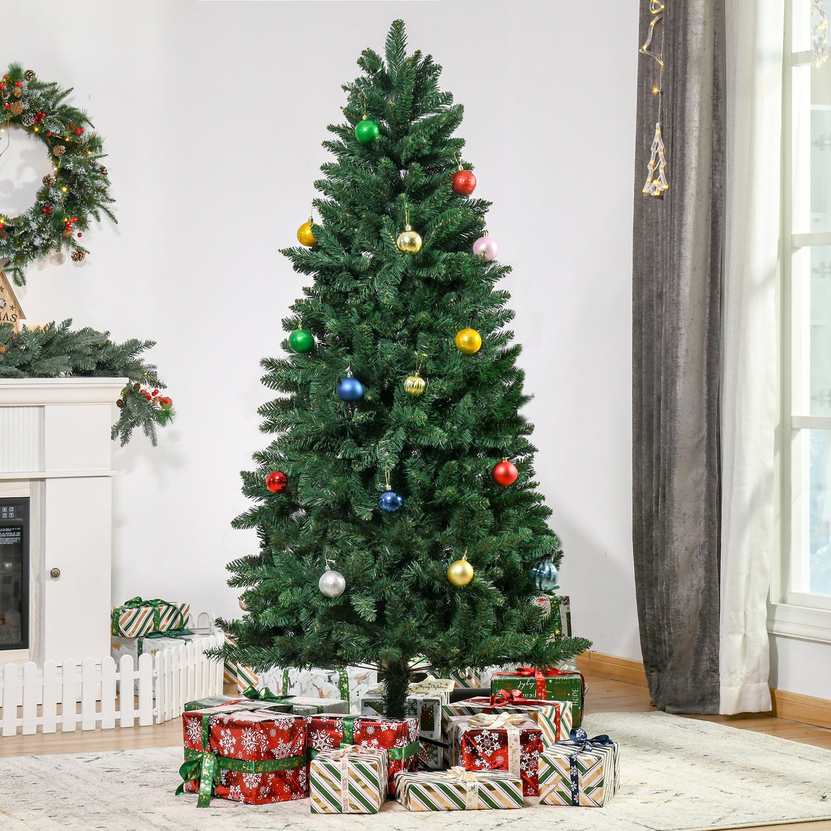 Künstlicher Weihnachtsbaum 180 cm Kieferbaum künstlich mit 724 Zweigen Metallständer für drinnen