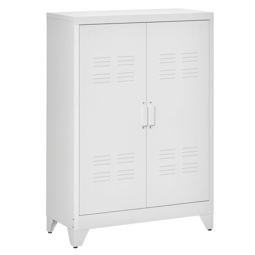 Aktenschrank Metallschrank Mehrzweckschrank mit magnetischer Lamellen-Doppelt¨¹r 75 x 33 x 110 cm Wei?