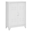 Aktenschrank Metallschrank Mehrzweckschrank mit magnetischer Lamellen-Doppelt¨¹r 75 x 33 x 110 cm Wei?