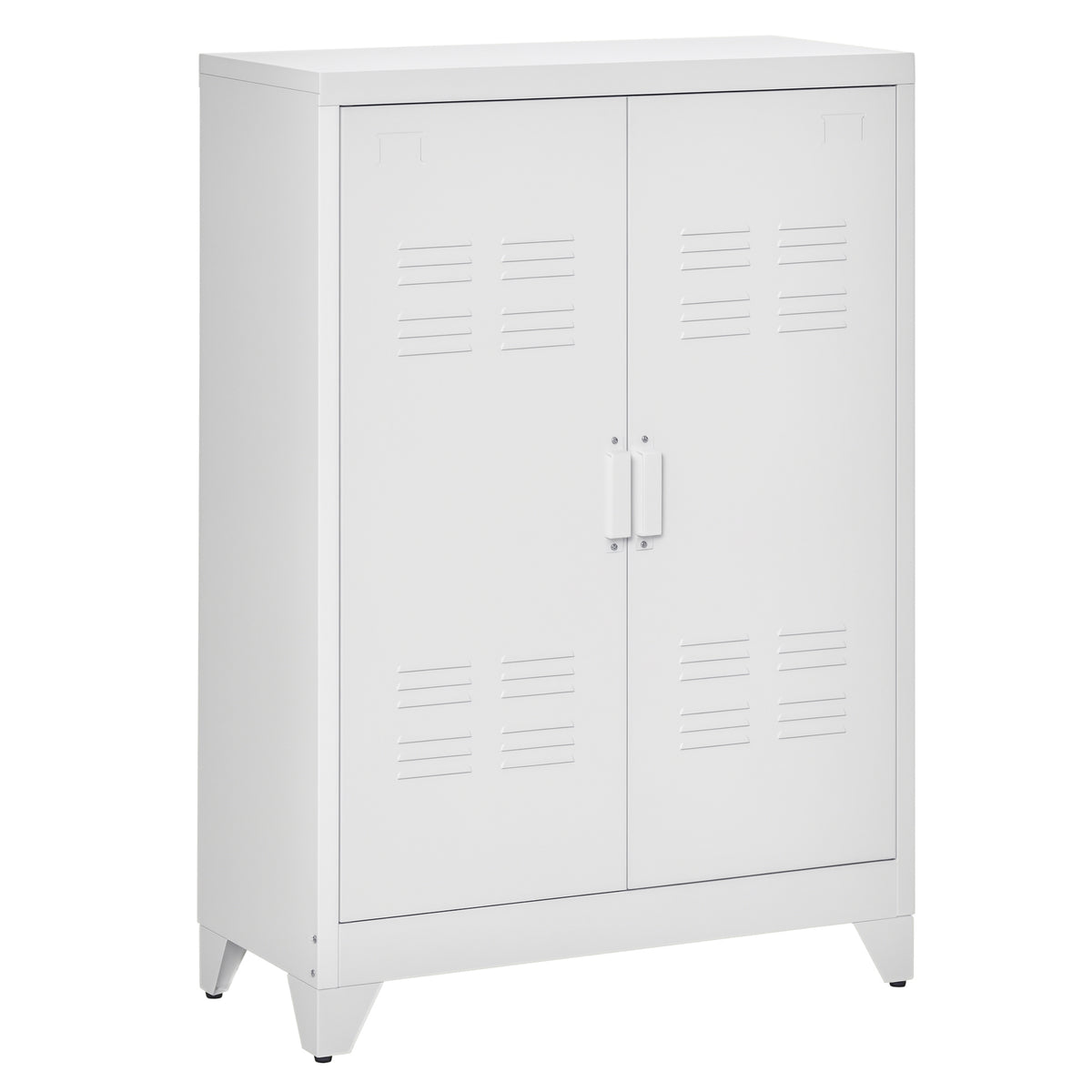 Aktenschrank Metallschrank Mehrzweckschrank mit magnetischer Lamellen-Doppelt¨¹r 75 x 33 x 110 cm Wei?