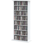 Schmaler Medienschrank, 8 Ebenen, 6 verstellbare Einlegeböden, 8 Fächer, für 360 CDs, Weiß