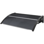 Front Door Canopy Outdoor Awning Aluminium Rigid Plastic Polycarbonate Rain Shelter UV Water Rain Resistant 100 x 75cm Black