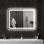 Badezimmerspiegel, beleuchtet, Touch-Steuerung, beschlagfrei, dimmbar, 3 Lichtfarben, 60 x 80, Silber