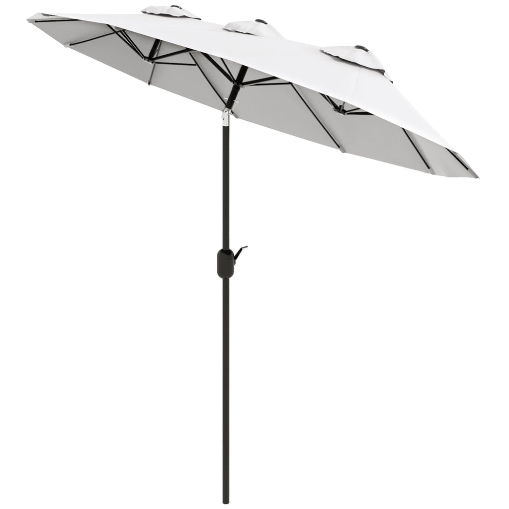 Sonnenschirm, Gartenschirm, neigbar, mit Handkurbel, Winddach, Polyester+Stahl, Cremewei?, 295 x 152 cm