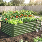 Raised Beds for Garden, Galvanised Steel Outdoor Planters with Multi-reinforced Rods, 180 x 90 x 59 cm, Green