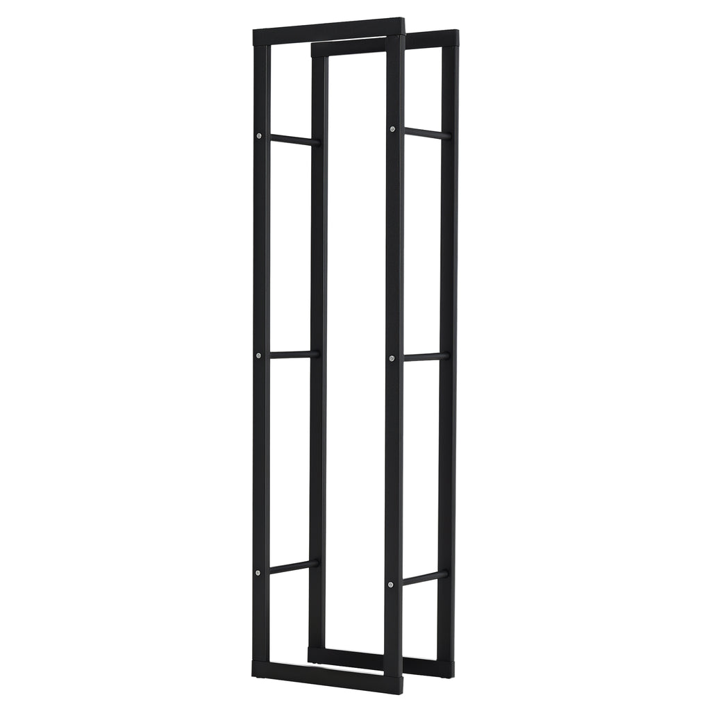 Kaminholzregal Metall 40 x 25 x 150 cm Brennholzregal Stapelhilfe Stahlrahmen bis 100kg Kaminholzunterstand Outdoor Holzregal Feuerholzregal für Garten Terrasse Außen Schwarz