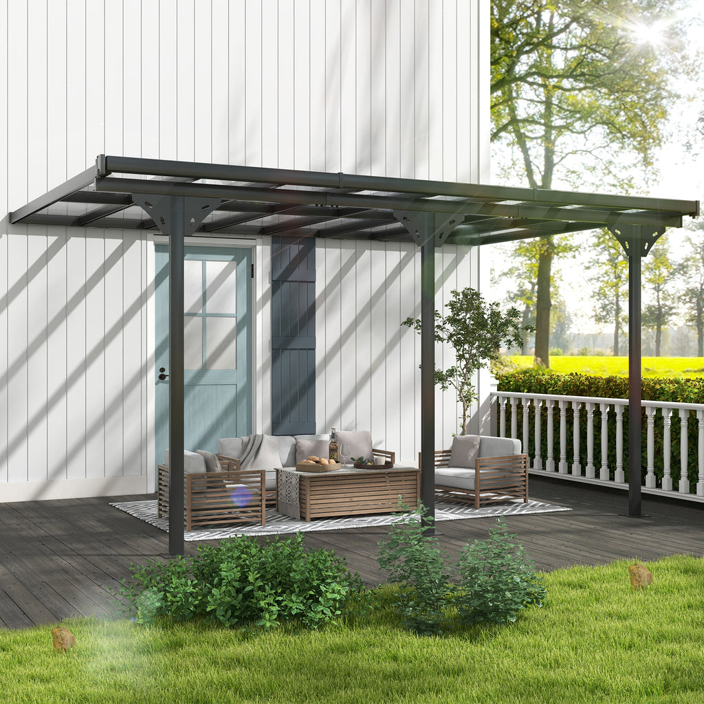 Outdoor Patio Gazebo Pergola, Aluminum Post, 4.35 x 3 m PC Roof