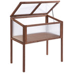 Hochbeet aus Holz Frühbeet 90 x 50 x 93 cm Gewächstisch mit Abdeckung wetterfes Kräuterbeet Pflanzkasten für Garten, Balkon und Terrasse Braun