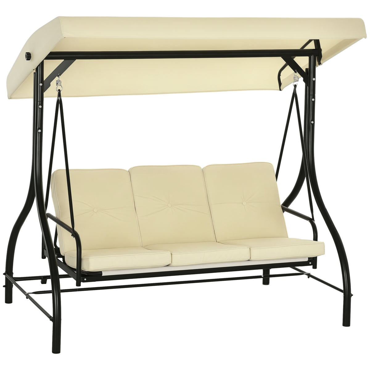 Schaukelbank, Hollywoodschaukel mit Sonnenschutz, Gartenschaukel, Verandaschaukel, 3 Sitze, Schaukelbett