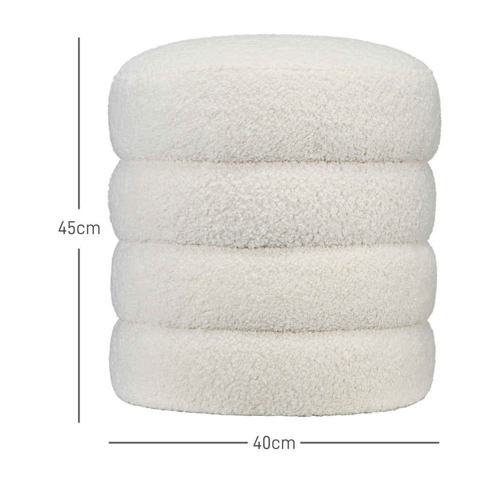 Hocker, rund, Teddyfleece, bis 120kg, ¦µ40x45H cm, Cremewei?