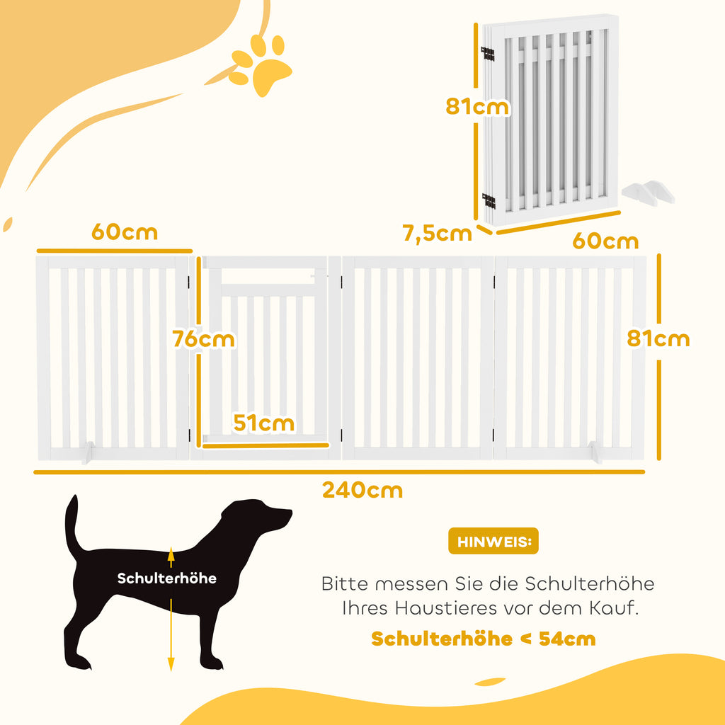 Haustiergitter, Treppenschutzgitter, Schutzgitter, 4 Teile, faltbar, Weiß