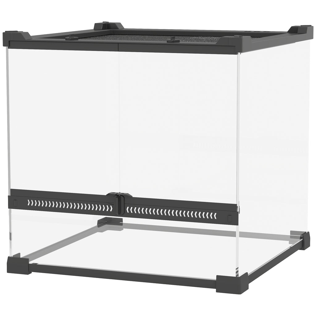 Glas-Terrarium f¨¹r Reptilien, erh?hter & wasserdichter Boden, Knopfschloss