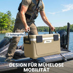 42.6L Insulated Cool Box, Lightweight Portable Ice Cooler with Handle, Lid and Drain Valve, Khaki