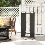 Feuerholzgestell, 2 Tragegriffe, Stahlrahmen, bis 30kg, 37x30x90cm, Schwarz