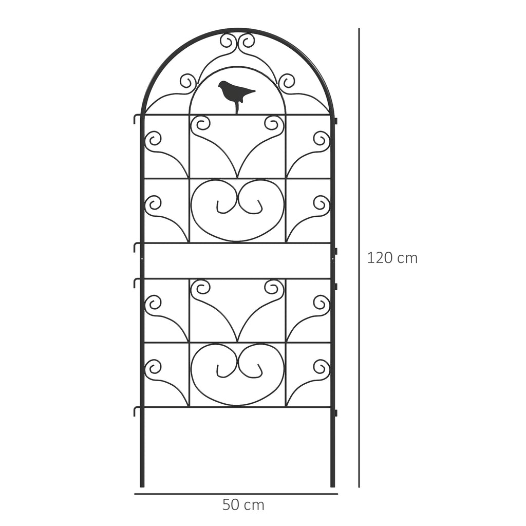 Rankgitter Metall 2er Set zum Stecken rostfrei Rankhilfe mit Vogeldesign f¨¹r Kletterpflanzen 50x120 cm Schwarz