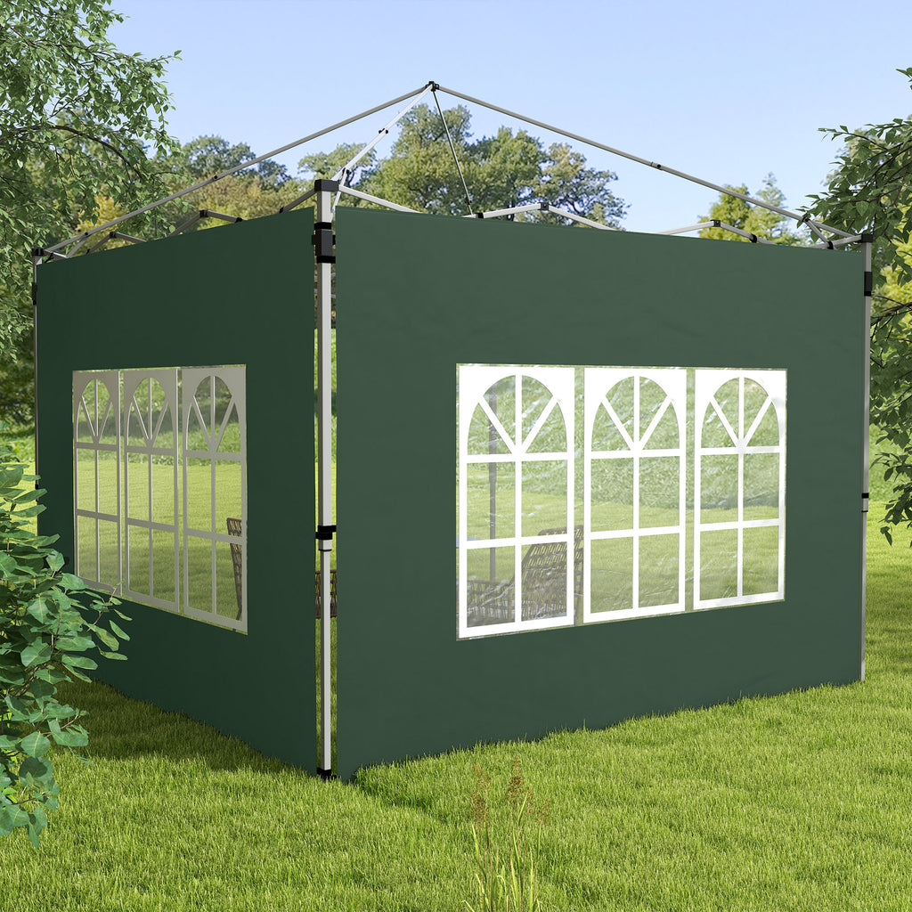 Gazebo Side Panels, Sides Replacement with Window for 3x3(m) or 3x4m Pop Up Gazebo, 2 Pack, Green