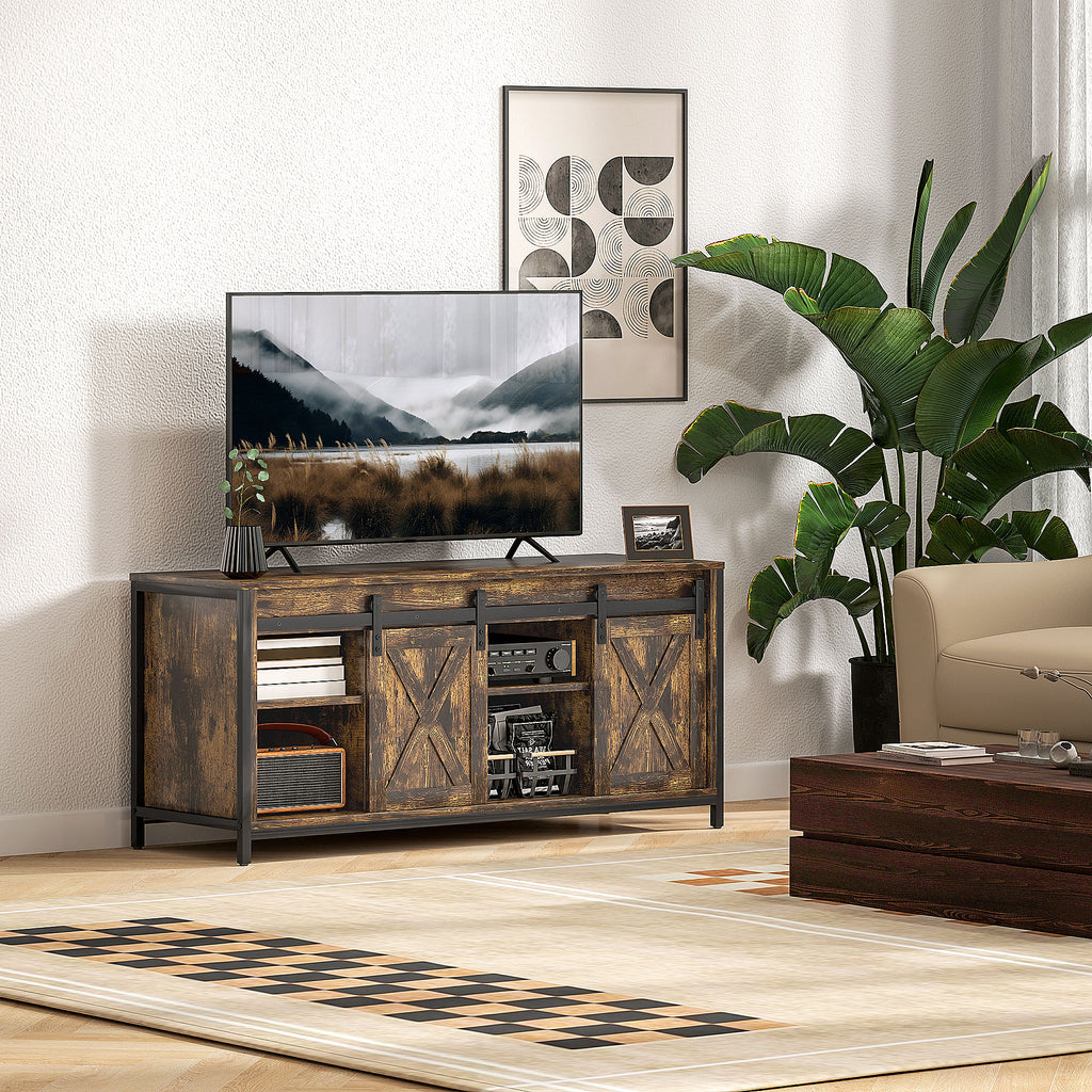 TV Lowboard, Industrial Design, f¨¹r 60'' TVs, 6 F?cher, 2 Schiebet¨¹ren, Braun/Schwarz