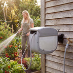 Schlauchtrommel mit Gartenschlauch 20 m, 180° schwenkbar Schlauchbox mit automatische Aufrollung Selbstverriegelung