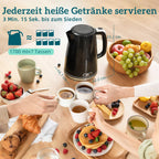 Wasserkocher- und Toaster-Set, 2200W, Otter-Thermostat, 2-Schlitz-Toaster, 7 Br?unungsstufen, Kr¨¹melfach, Schwarz