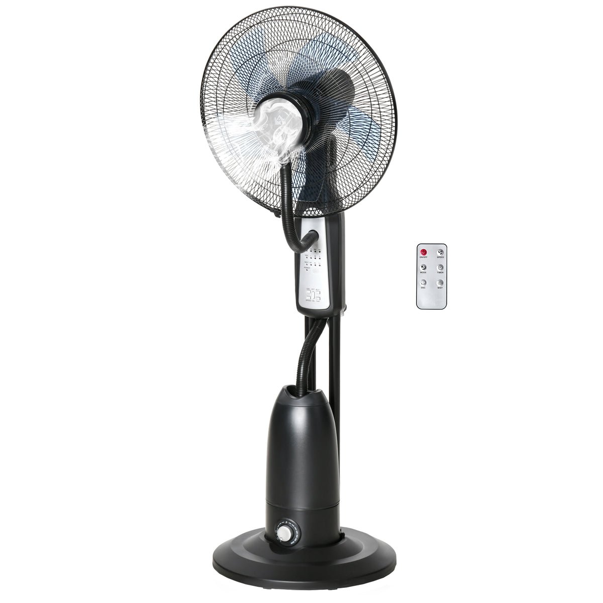 Standventilator, Luftbefeuchter, mit 2,8L Tank, 3 Modi, Fernbedienung, mobil, schwarz, Ø44,5 x 120 cm