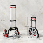 Faltbarer Treppensteiger-Trolley, 6-Rad-System, tr?gt 70 kg, Aluminium, Rot