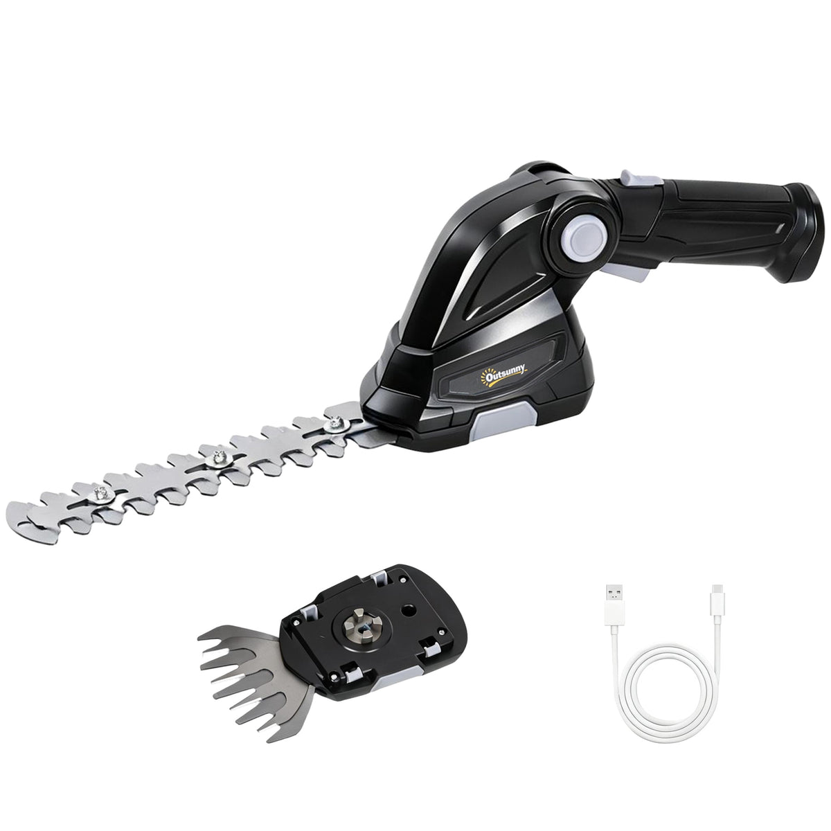 2-in-1 Cordless Hedge Trimmer & Grass Shear with 7.2V 2 x Rechargeable 2000mAh Batteries, 2 Changeable Blades