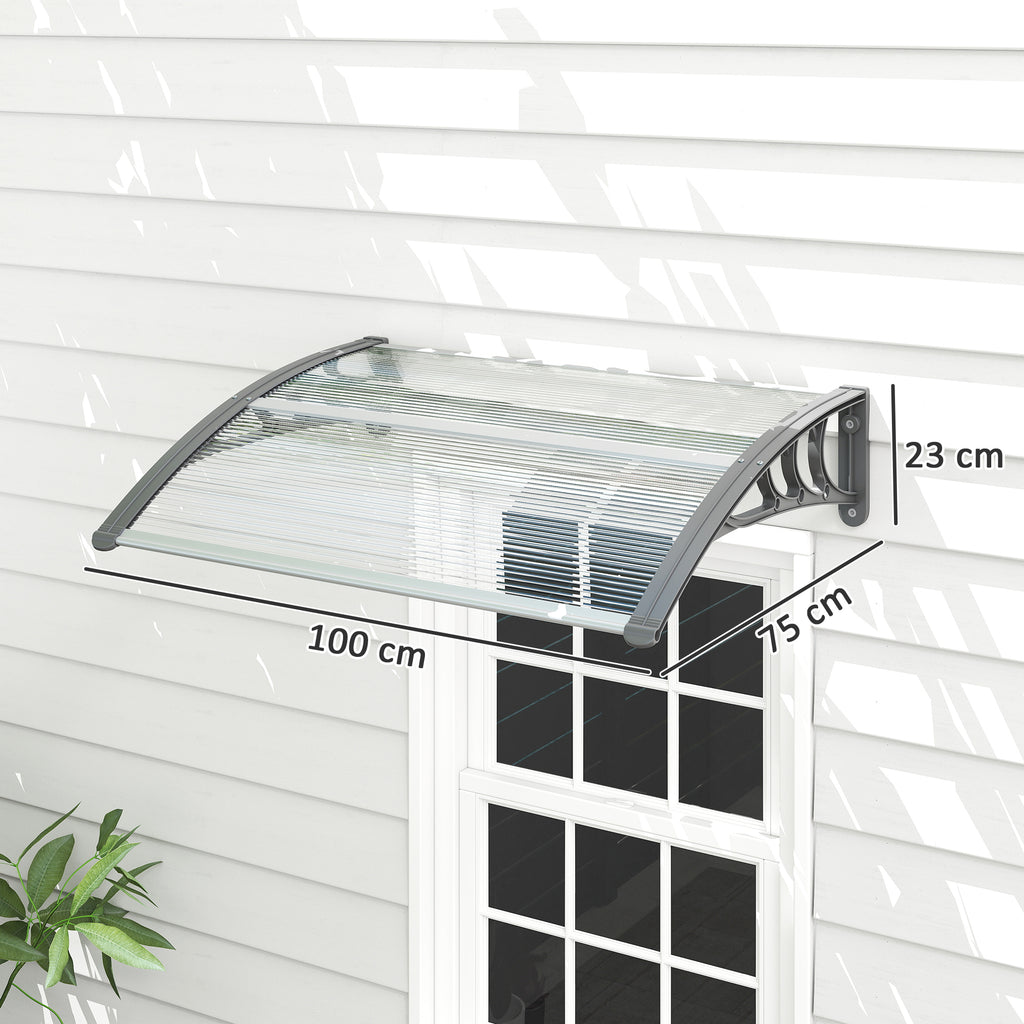Vordach, Haust¨¹rvordach, ¨¹berdachung f¨¹r Eing?nge und Fenster, 100L x 75B x 23H cm, Silber
