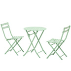  Gartenset für 2 Personen Garnitur Balkonmöbel Set Bistrotisch mit 2 Stühlen  für Hof Garten klappbar Grün