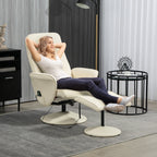 Massagesessel mit Fußhocker, Ergonomischer Stuhl mit 10 Vibrationspunkten, Kunstleder, 76 x 81 x 105 cm, Cremeweiß