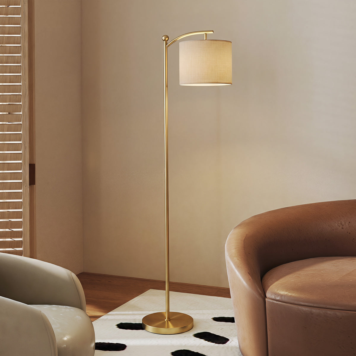 LED Stehlampe Stufenlos Dimmbar mit Fußschalter Timer Gold