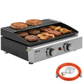 Gasgrill 5 KW Tragbarer Tischgrill mit 2 Brenner Keramische Lackbeschichtung Grillrost Warmhalterost