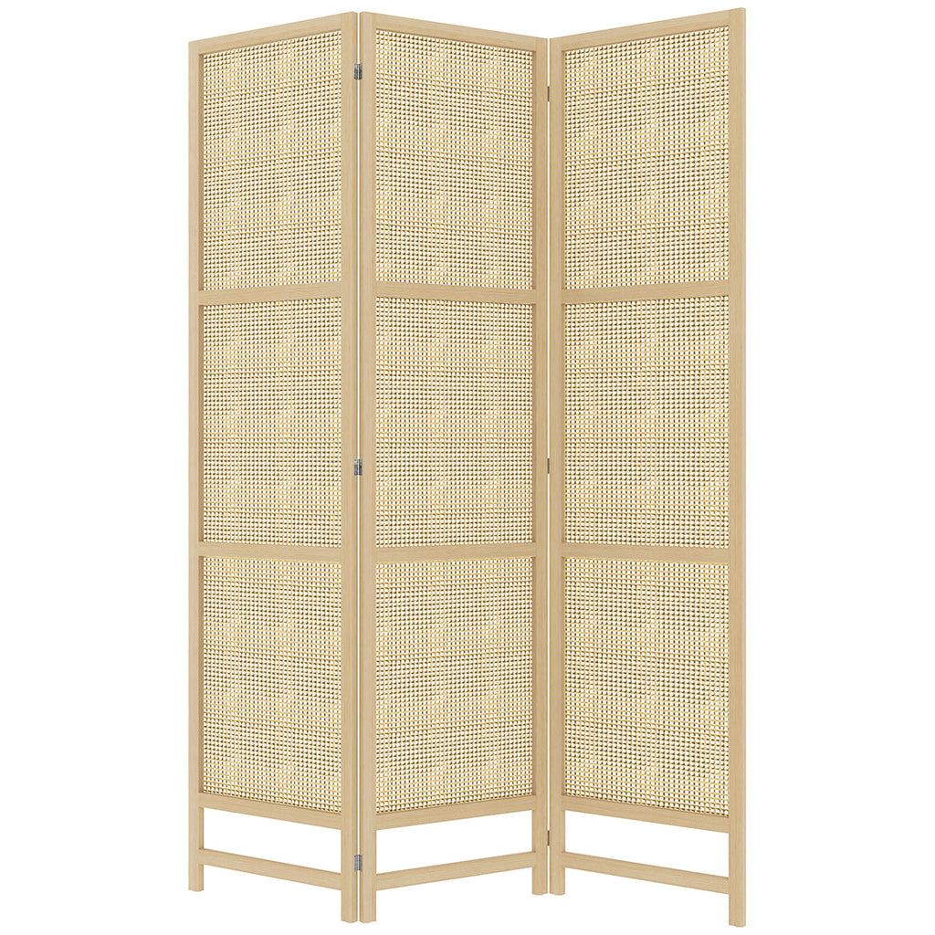 3-teiliger Raumteiler, 180 cm faltbarer Wandschirm, Freistehender Raumtrenner mit handgewebtem Design für Zuhause, Natur