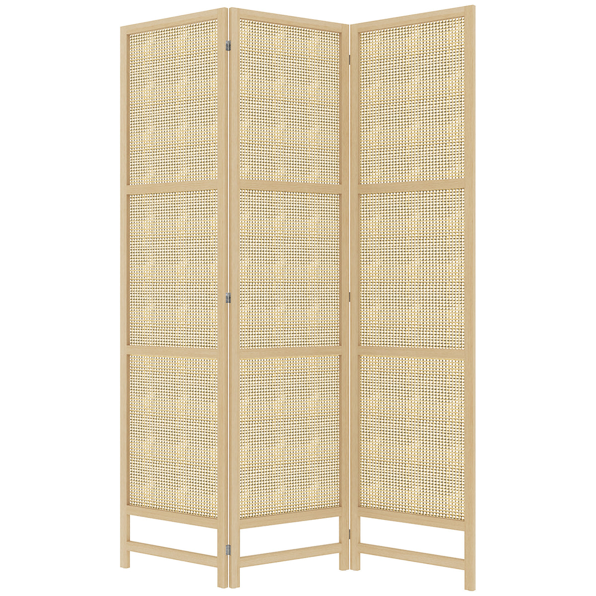 3-teiliger Raumteiler, 180 cm faltbarer Wandschirm, Freistehender Raumtrenner mit handgewebtem Design für Zuhause, Natur